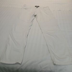 Smoke Rise Straight Leg Double Knee White Y2K Jeans Men's 38 X 32